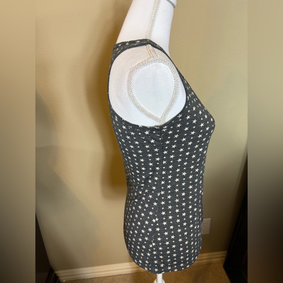 Vintage Judy Knapp Gray Star Patterned Women's Tank Top size small cropped ties - Picture 6 of 6